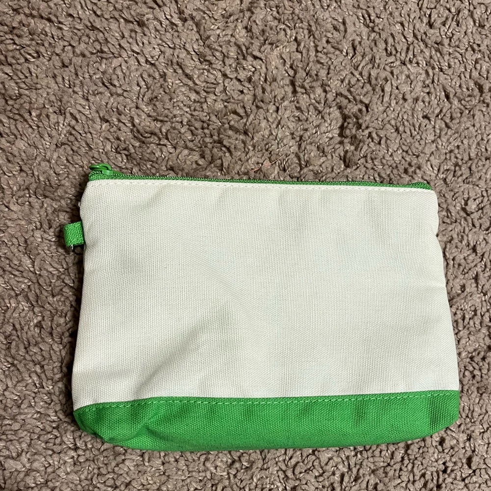 Thirty-One Green and White Mini Zipper Pouch